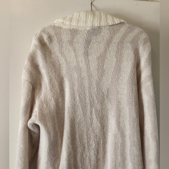NWT Express Long Cardigan Sweater Cream with Subtle Lavendar Animal Print Size M - Picture 8 of 10